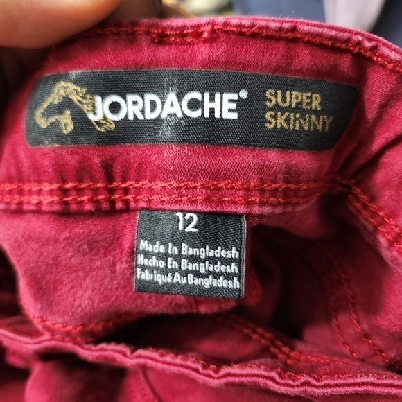 Jordache Super Skinny Jeans Burgundy Women's Size 12 - Picture 4 of 11